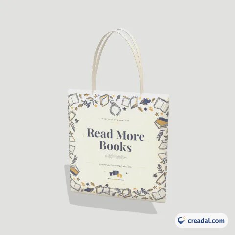 تصميم حقيبة قماشية: مكتبة كتب