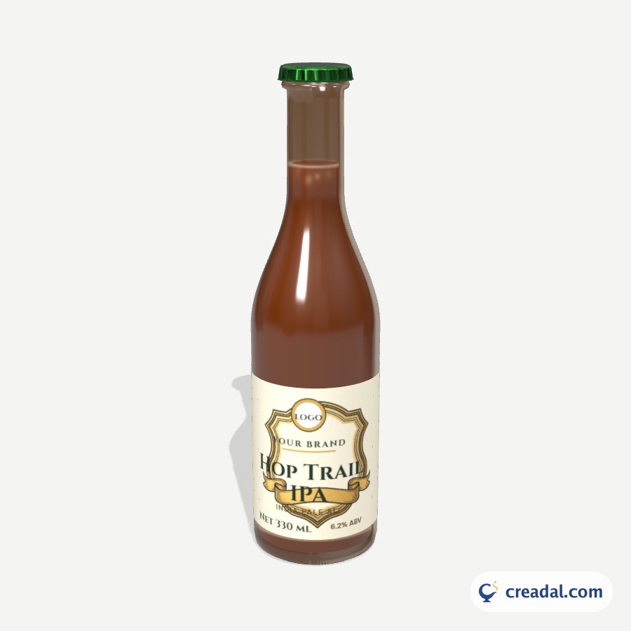 Long-Neck Beer Bottle 3D: Craft IPA