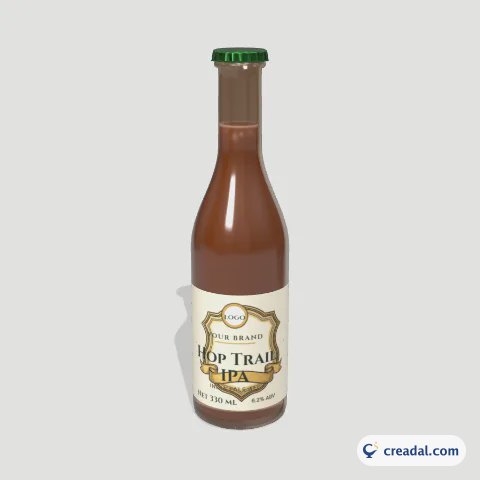 Long-Neck Beer Bottle 3D: Craft IPA