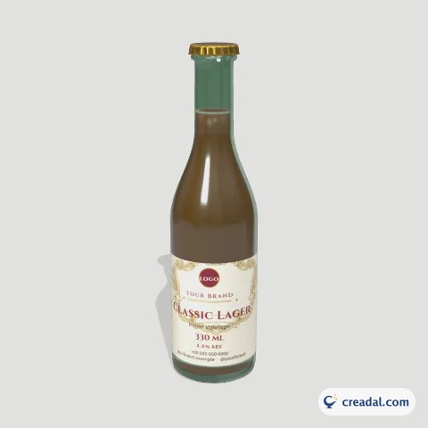 Long-Neck Beer Bottle 3D: Classic Lager