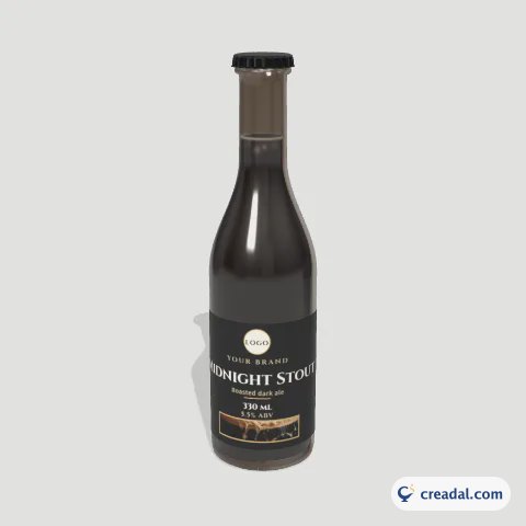 Long-Neck Beer Bottle 3D: Dark Stout