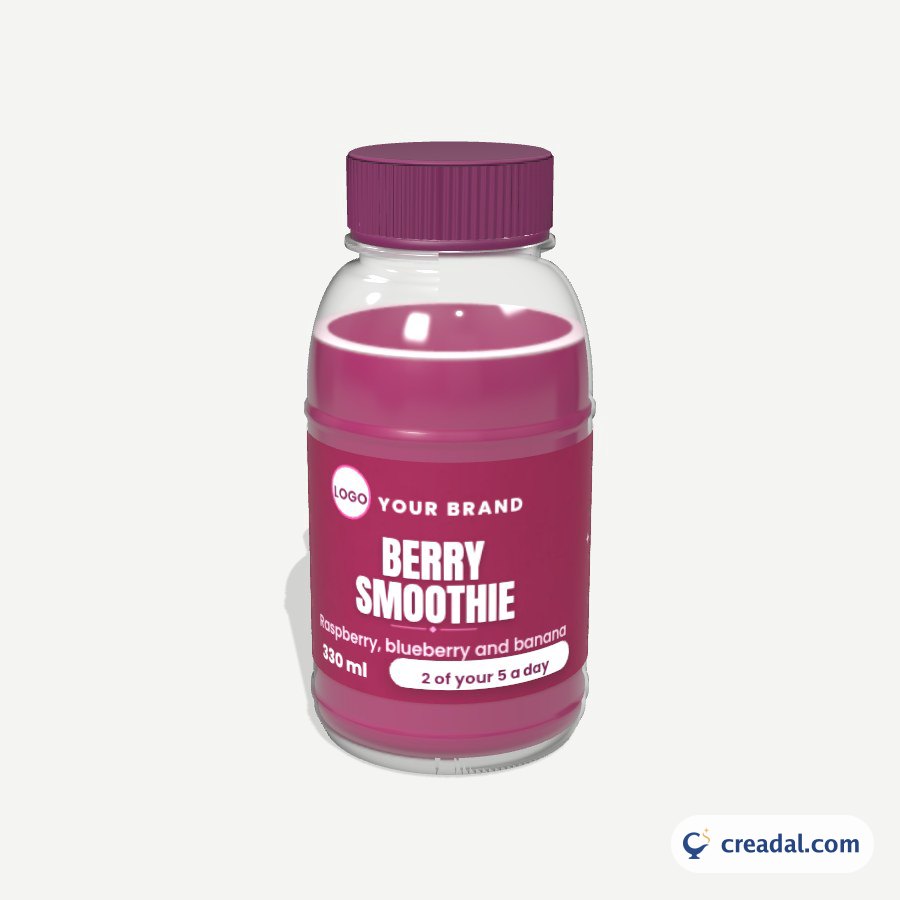 Yuvarlak Meyve Suyu Şişesi 3D: Berry Smoothie