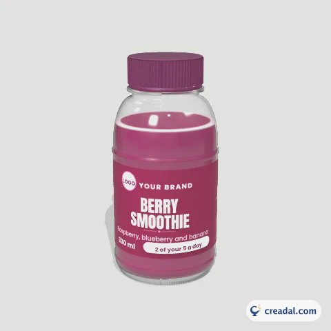 Round Juice Bottle 3D: Berry Smoothie