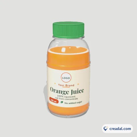 Round Juice Bottle 3D: Orange Farm Juice