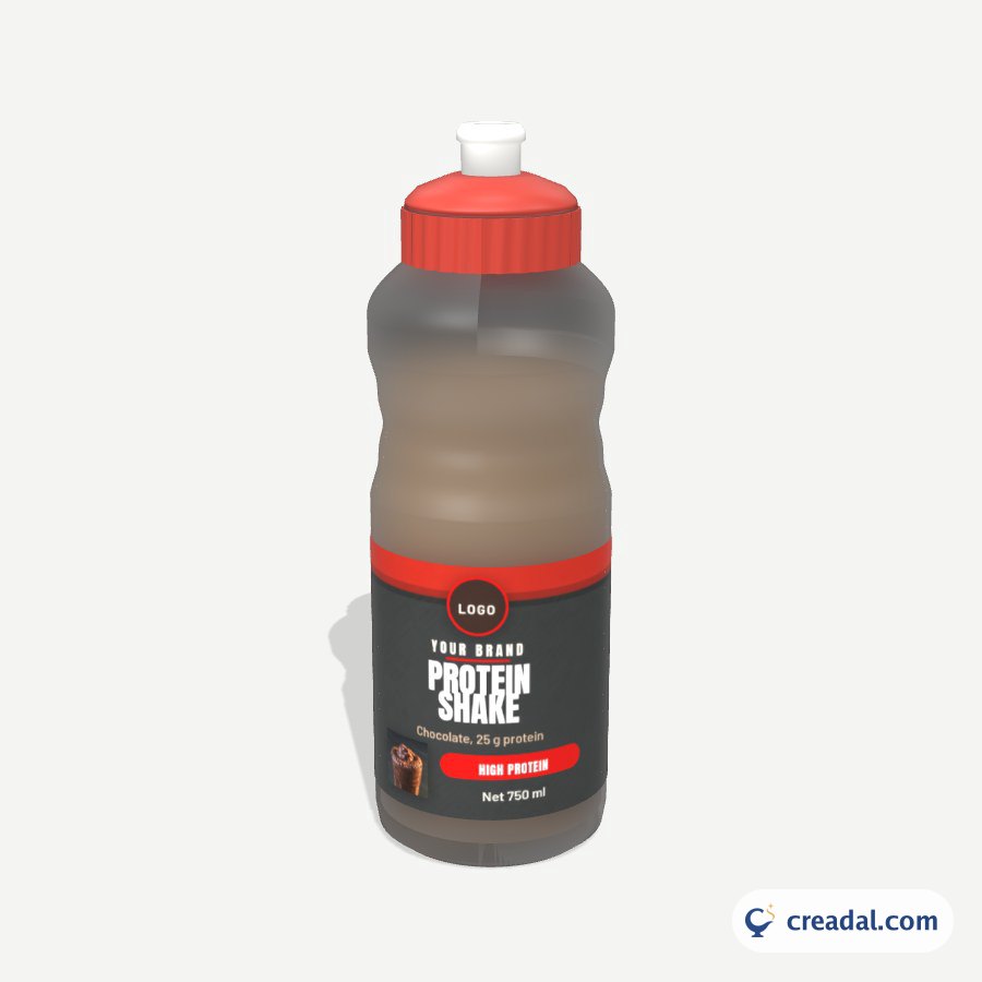 Spor Sıkma Şişesi 3D: Protein Shake