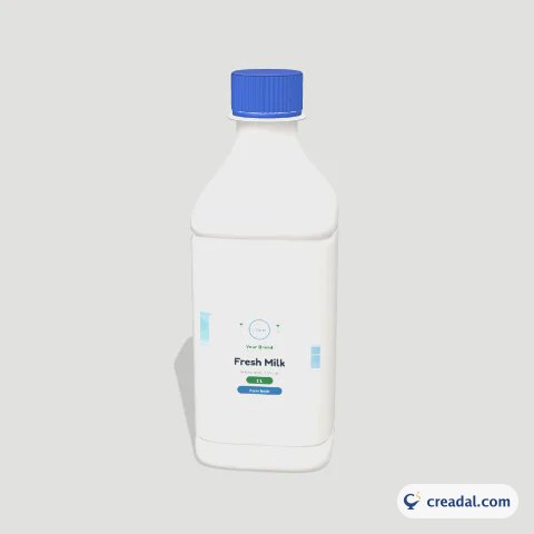 Square HDPE Bottle 3D: Fresh Dairy Milk