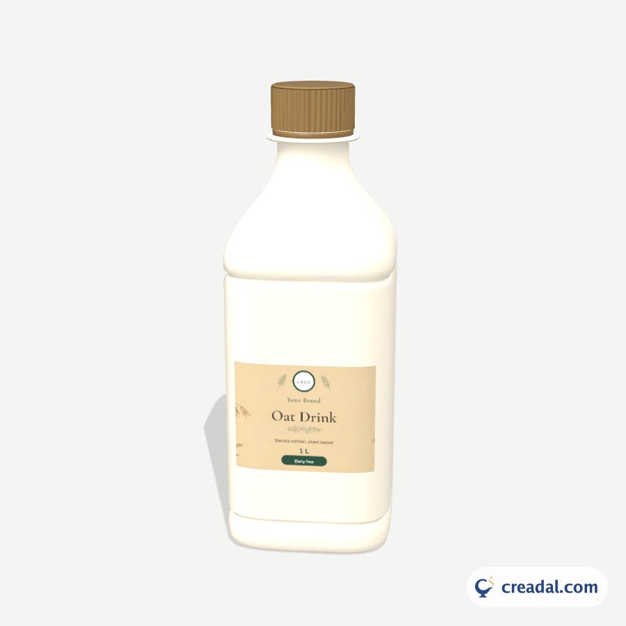 زجاجة HDPE مربعة ثلاثية الأبعاد: مشروب الشوفان للباريستا