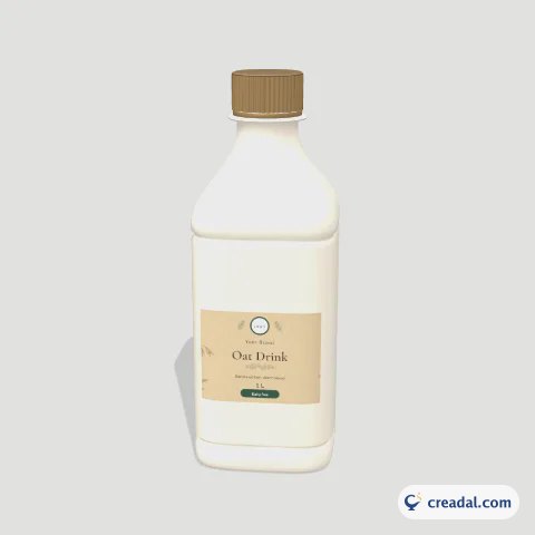 Square HDPE Bottle 3D: Oat Drink Barista