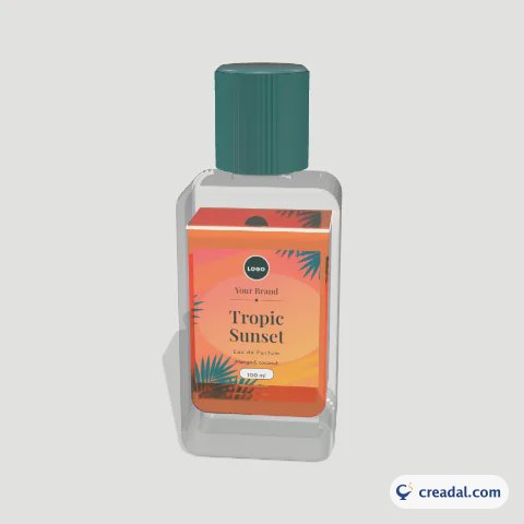 زجاجة عطر ثلاثية الأبعاد: غروب استوائي