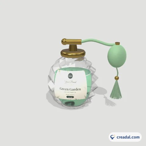 زجاجة عطر ثلاثية الأبعاد: ألوان مائية نباتية