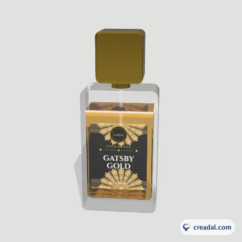 زجاجة عطر ثلاثية الأبعاد: آرت ديكو ذهبي
