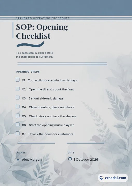 SOP: Opening Checklist