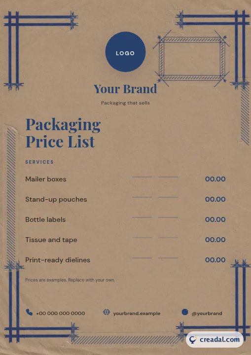 Packaging Brand Kit: Price List