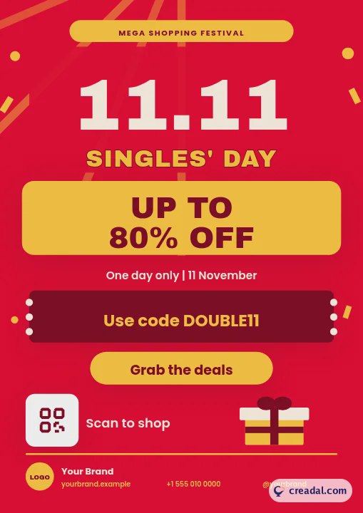 Singles' Day 11.11 Rabatt: A4-Poster
