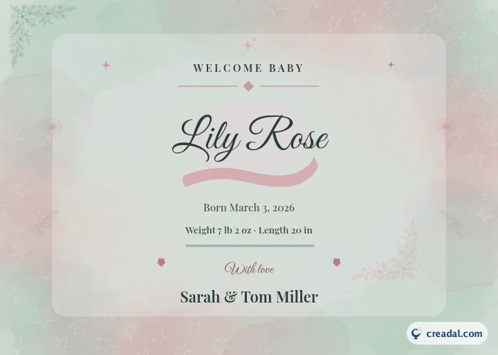 Welcome Baby Card