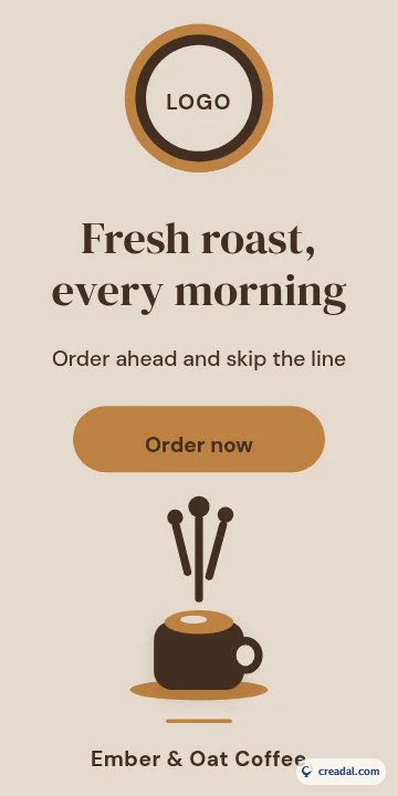 Cozy Cafe Display Ads: Half-Page Ad 300x600