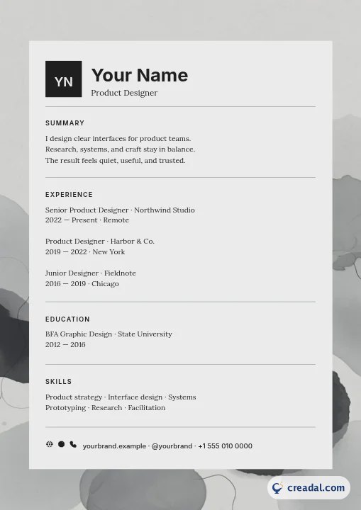 CV minimal : CV (A4)