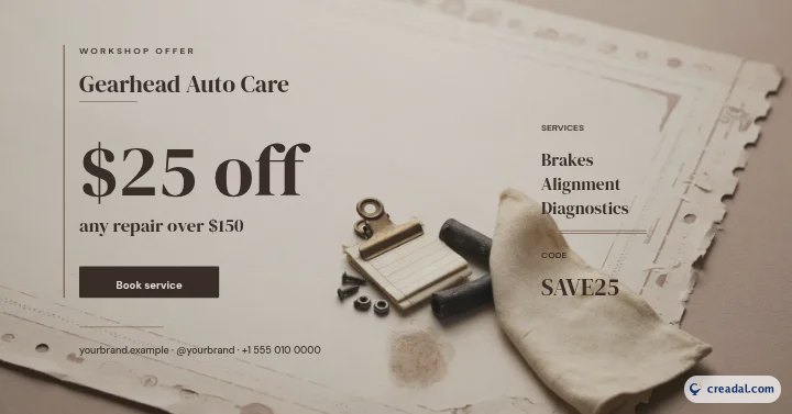 Auto Service Coupon: Facebook Post