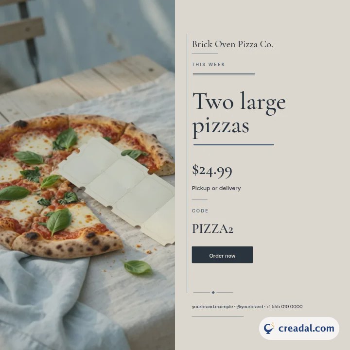 Cupom de pizza: publicação no Instagram