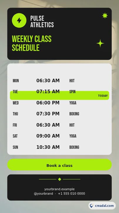 Class Schedule: Instagram Story