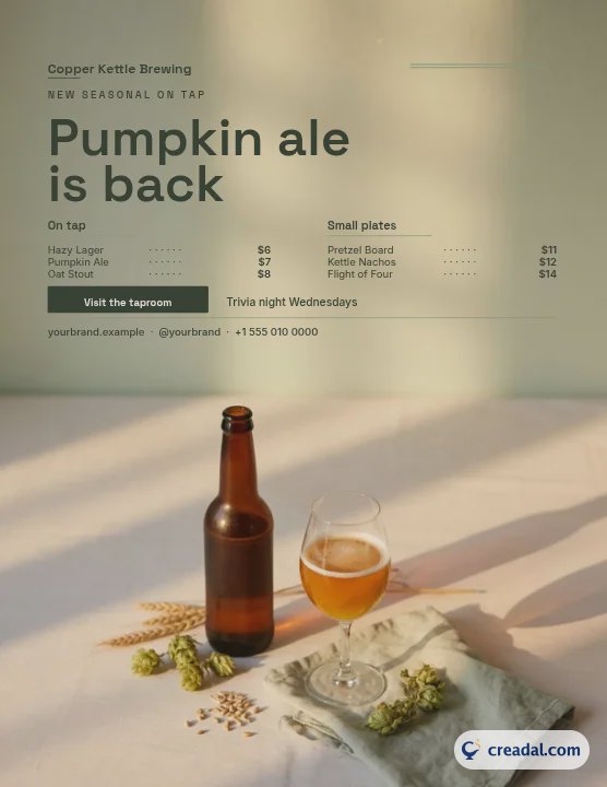 Craft Brewery: Menu US Letter