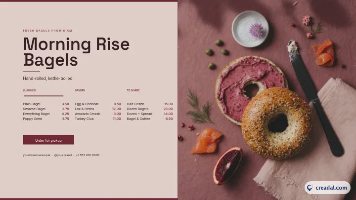 Bagel Deli: TV-Menütafel