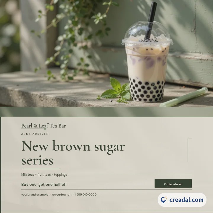 Loja de bubble tea: post para Instagram