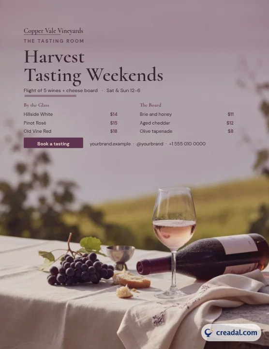 Winery & Tasting Room: Menu US Letter