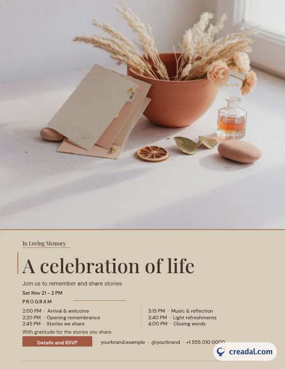 Celebration of Life: Event Program US Letter