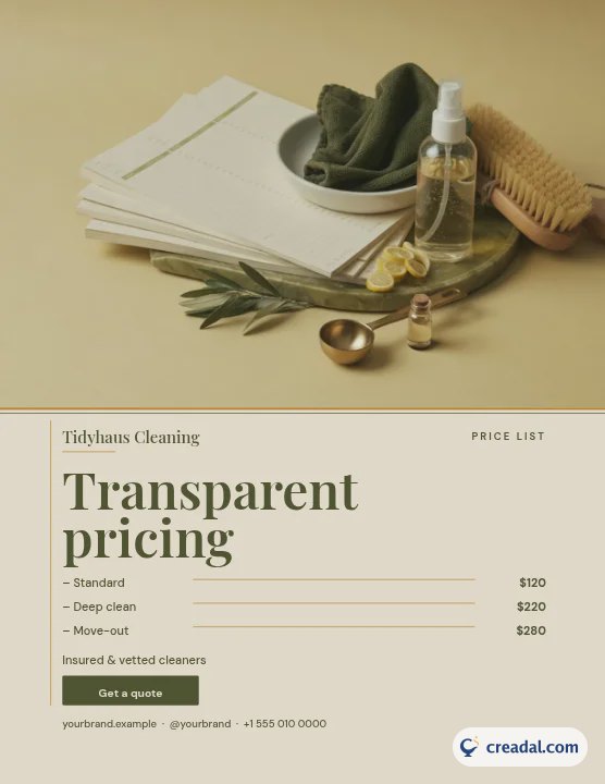 Cleaning Service Price List: US Letter Flyer