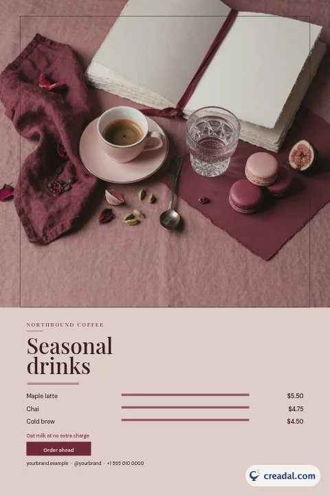 Café-Getränkekarte: Pinterest-Pin