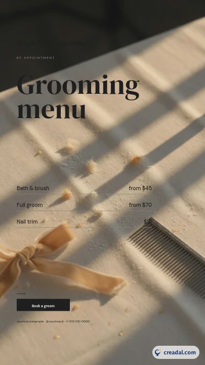 Dog Grooming Price List: Instagram Story