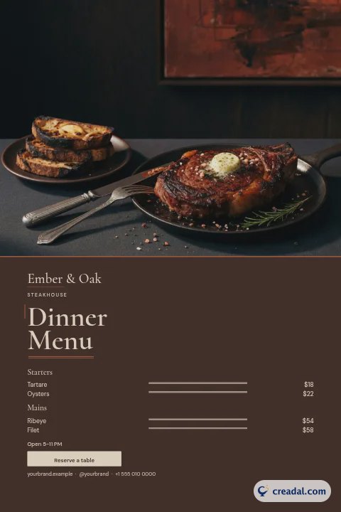 Steakhouse-Menü: Pinterest-Pin