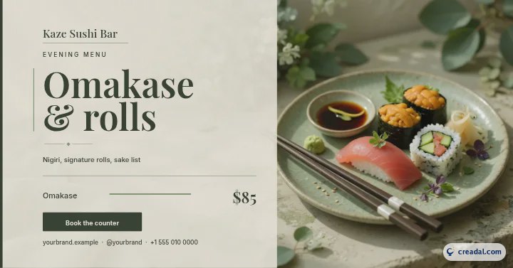 Menú de sushi bar: publicación de Facebook