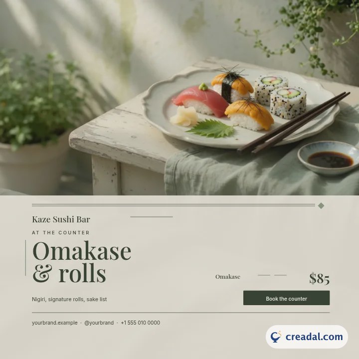 Sushi Bar Menu: Instagram Post