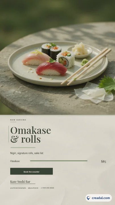 Cardápio de sushi bar: Story do Instagram