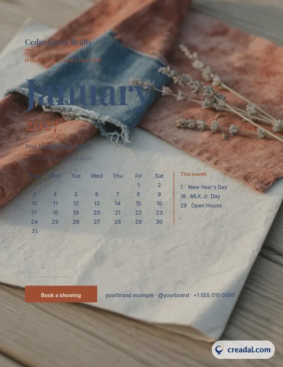 Geschäftskalender 2027: Monatskalender US Letter