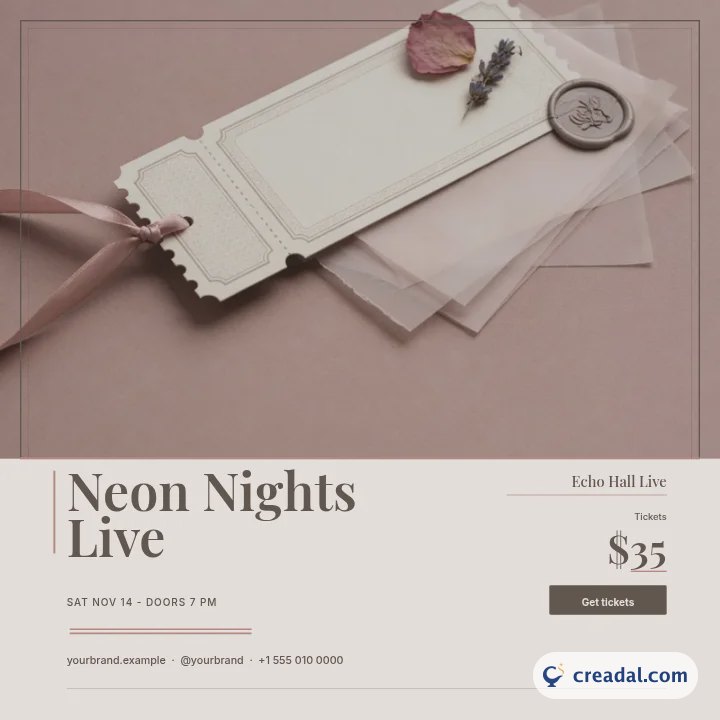 Kit de billets de concert : publication Instagram