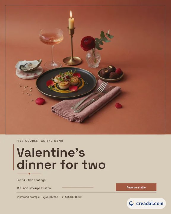 Dîner de la Saint-Valentin : post Instagram au format portrait