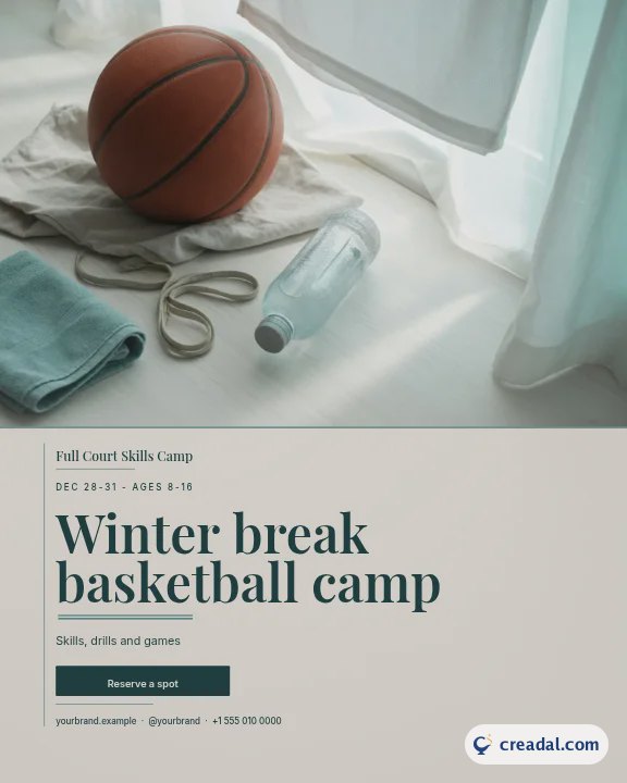 Acampamento de basquete: post vertical do Instagram