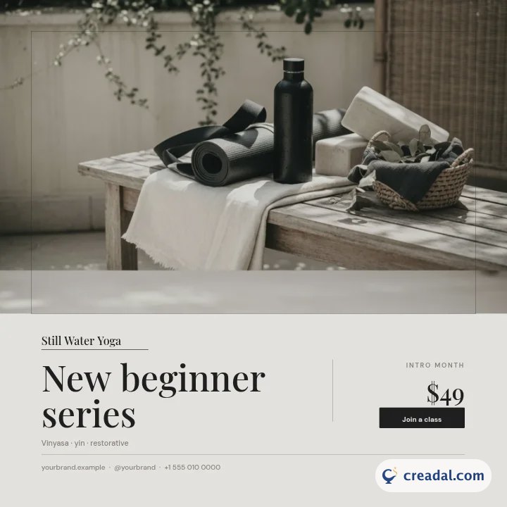 Studio de yoga : publication Instagram
