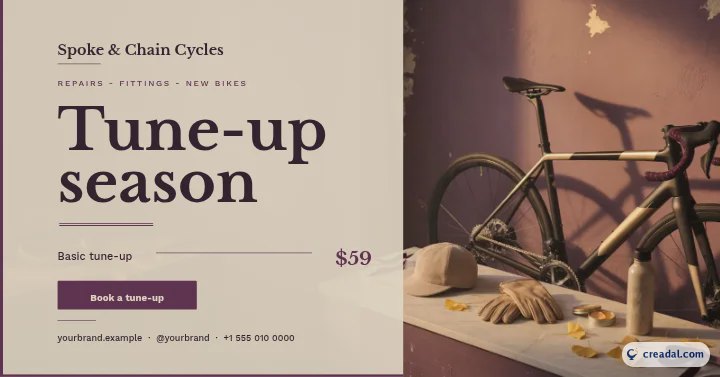 Magasin de vélos : publication Facebook