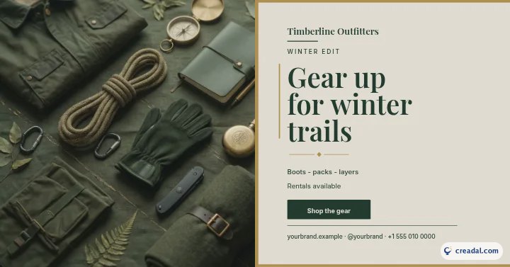 Loja de equipamentos outdoor: post do Facebook