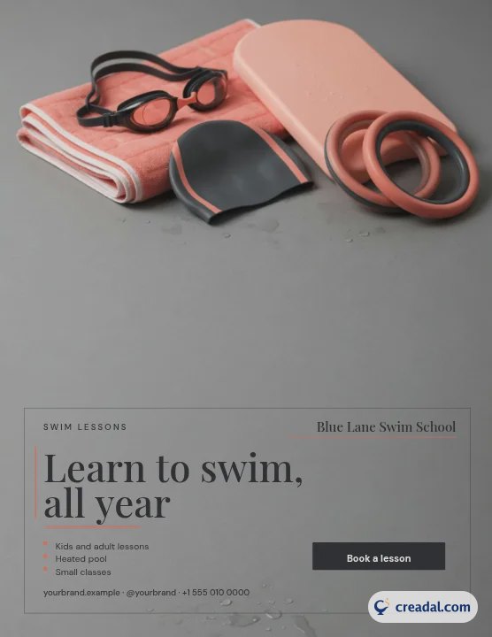 École de natation : flyer US Letter