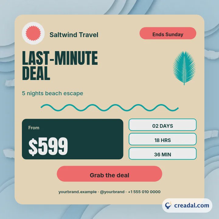 Oferta de última hora: post do Instagram