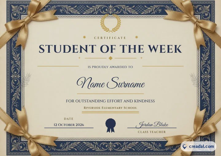 Certificat élève de la semaine