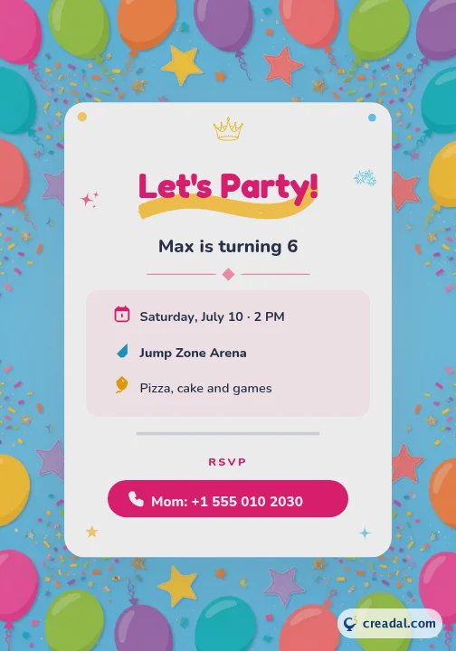 Convite de aniversário infantil