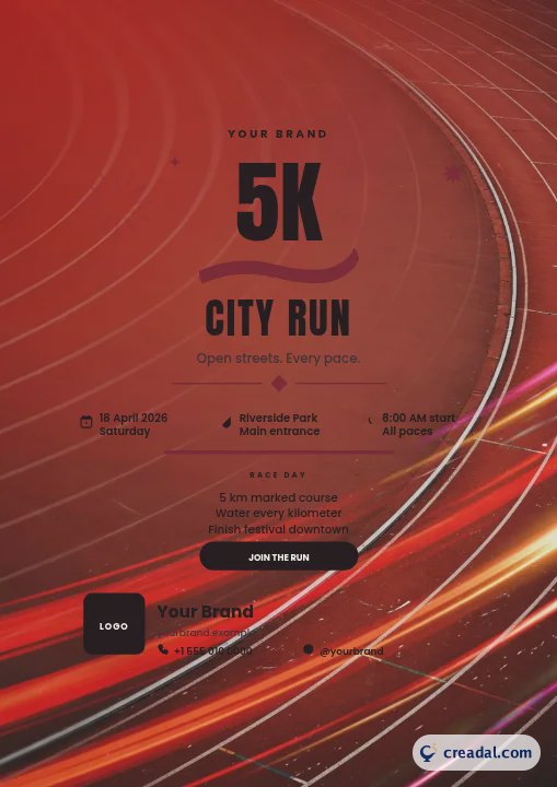 Pôster de corrida urbana 5K