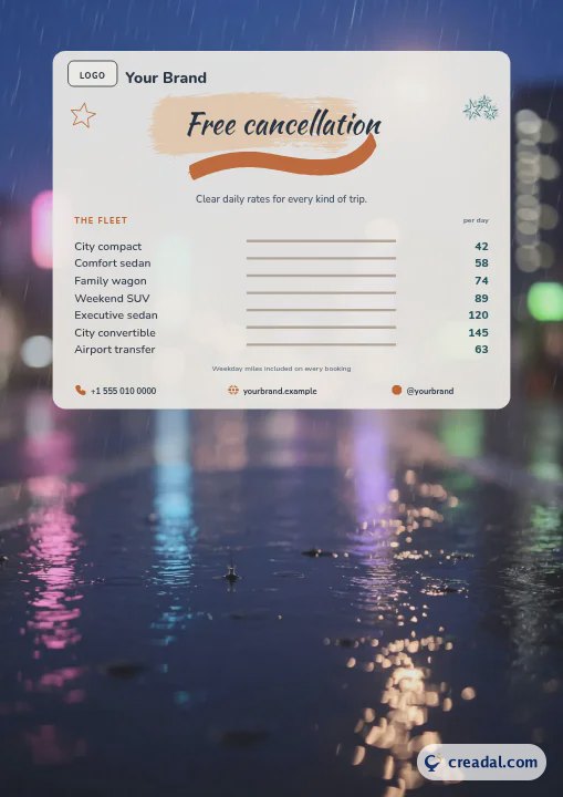 Liste de prix de location de voiture