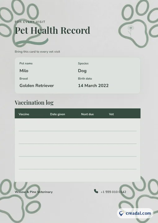 Carnet de santé animal